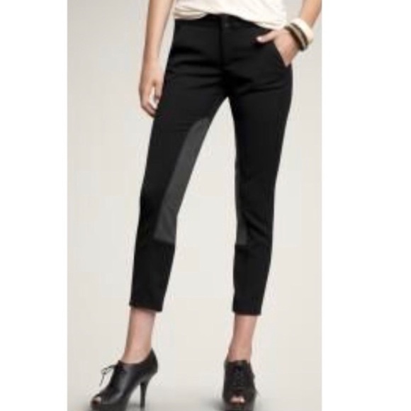 Gap Black Thick Textured Riding Pants Faux Suede Patch Skinny Bottoms 4 - Picture 1 of 6
